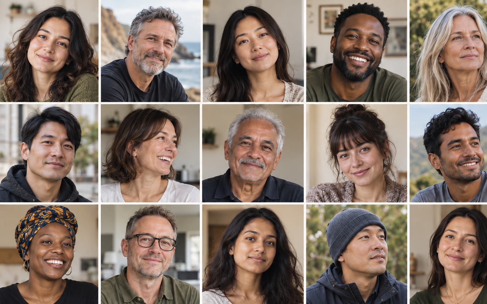 Illustrative community mosaic of people of different ages and backgrounds