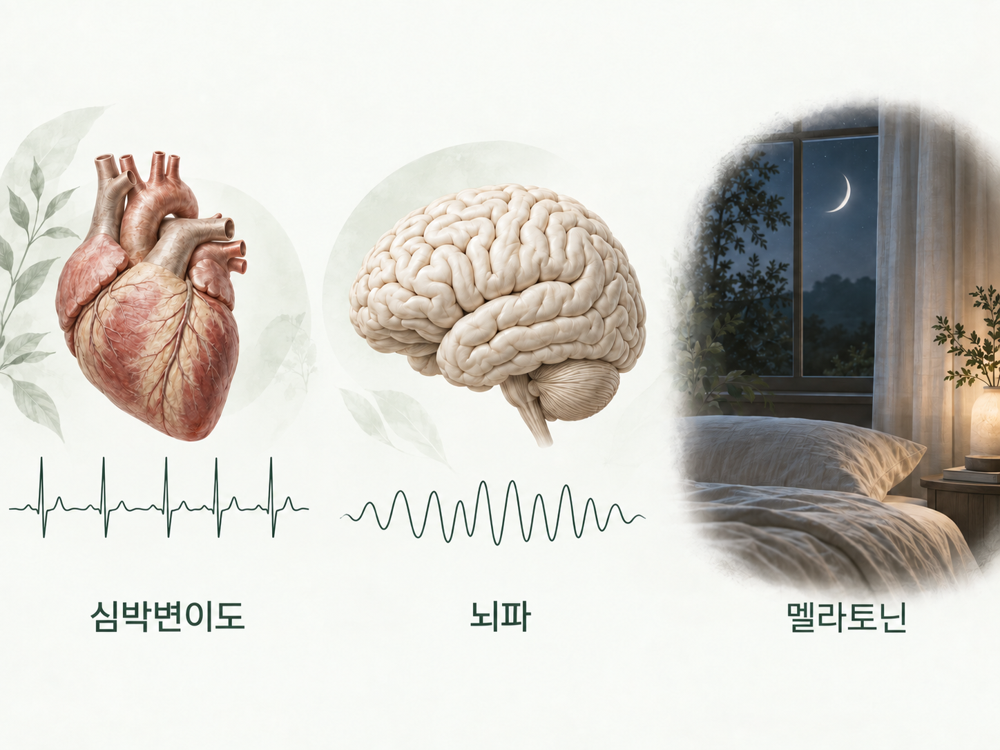 심박변이도, 뇌파와 멜라토닌 관련 개념 이미지