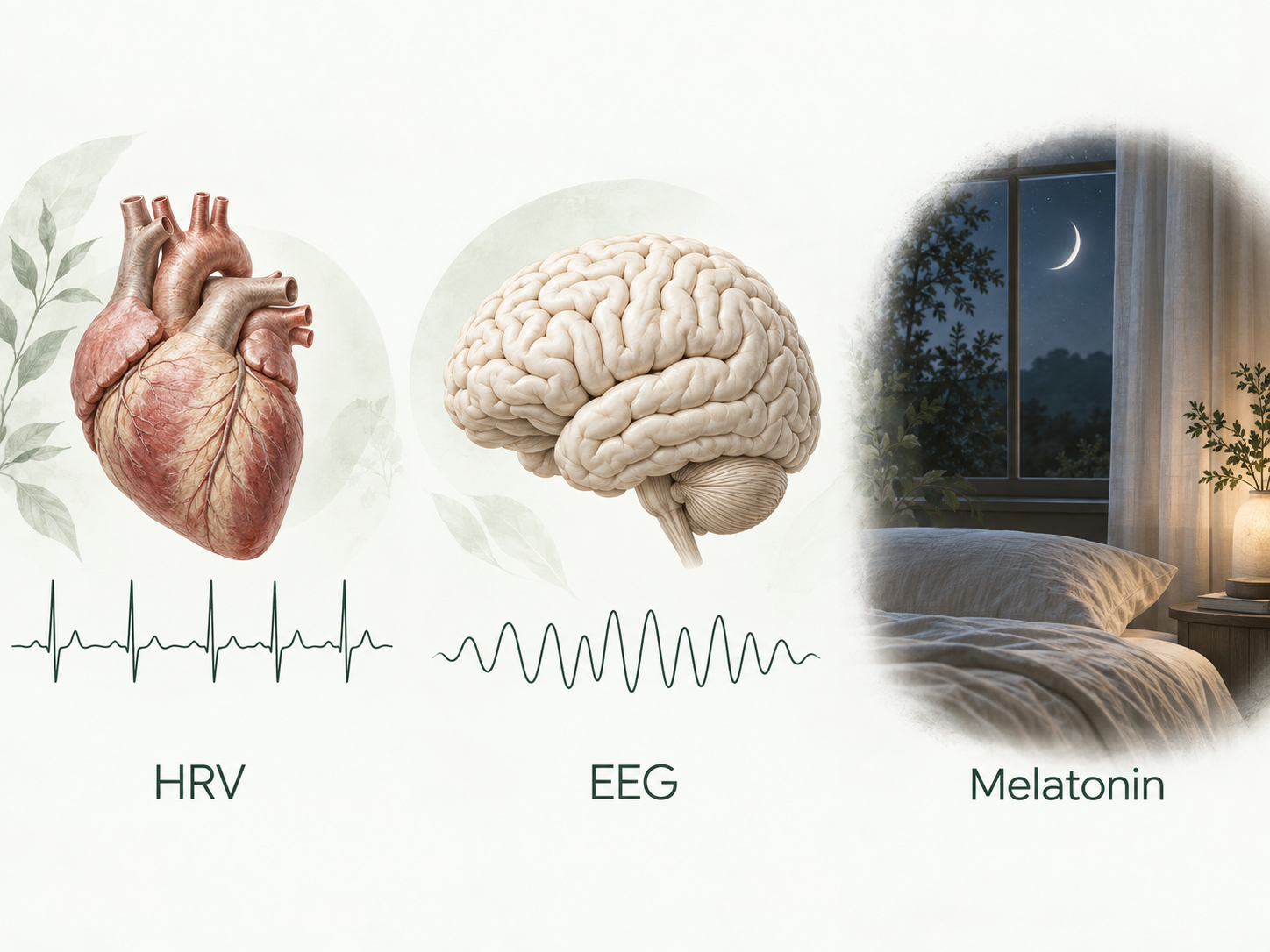 Conceptual images of HRV, EEG and melatonin