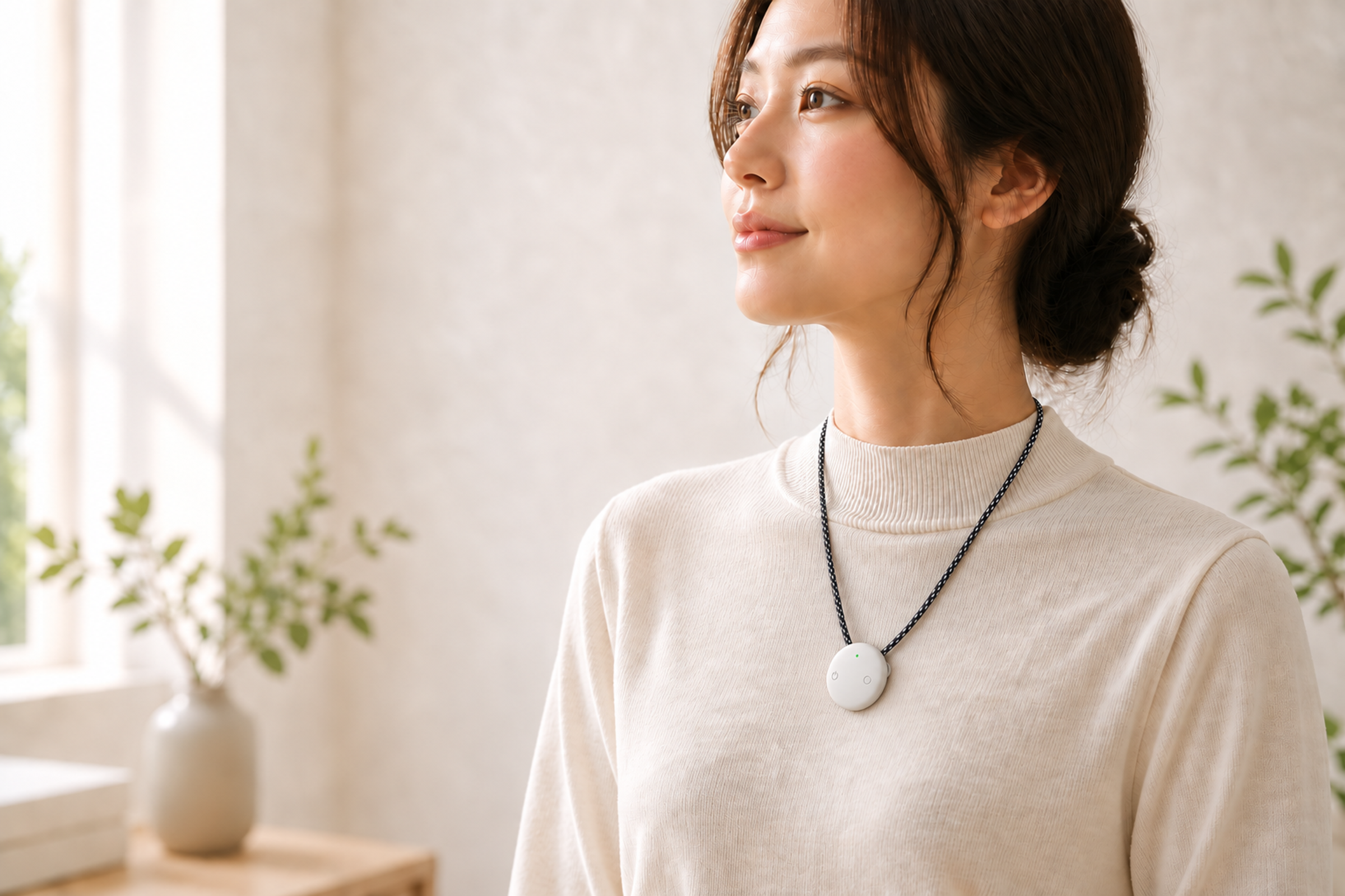 AMOFIT worn over a light knit top