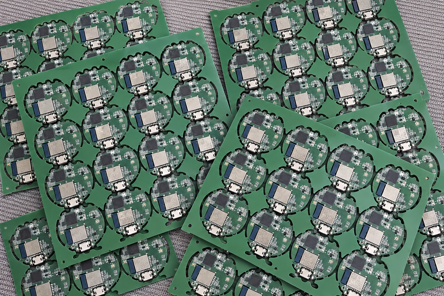 Assembled circular PCBA panels